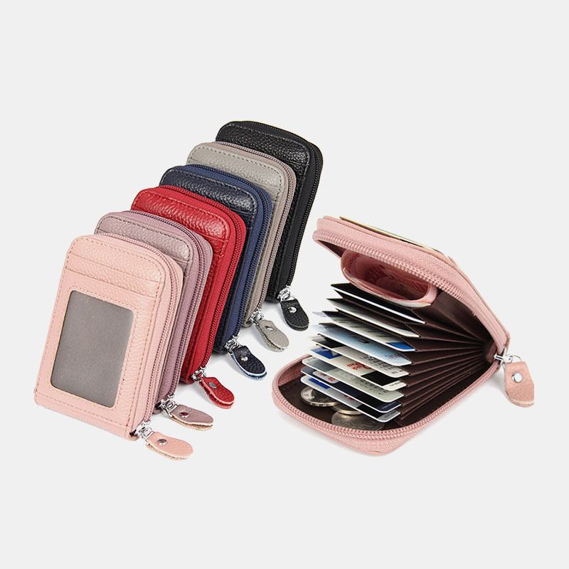 Kobiety Z Prawdziwej Skóry Anti-theft Organ Shape Multi-slot Etui Na Karty Portfel Na Karty