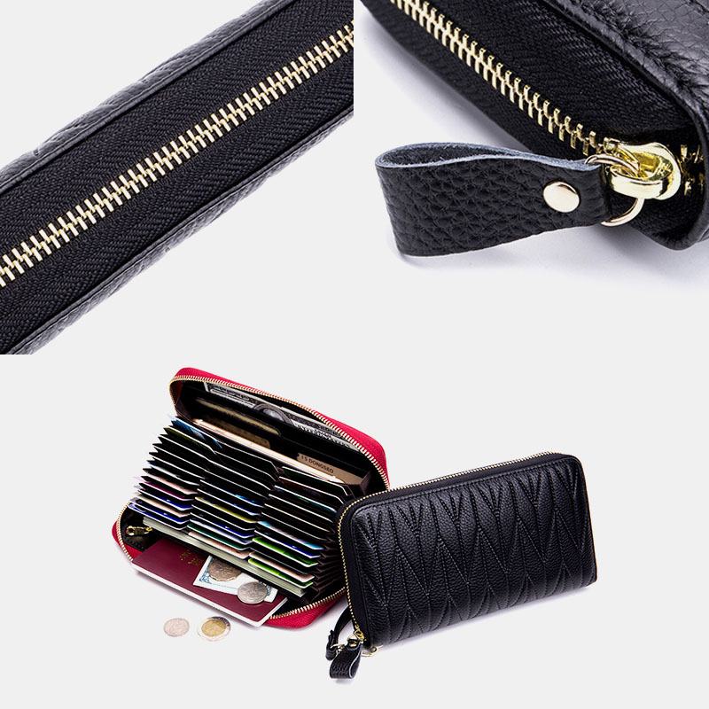 Kobiety Z Prawdziwej Skóry Organ Design Multi-card Slot Clutch Purse Long Wallet