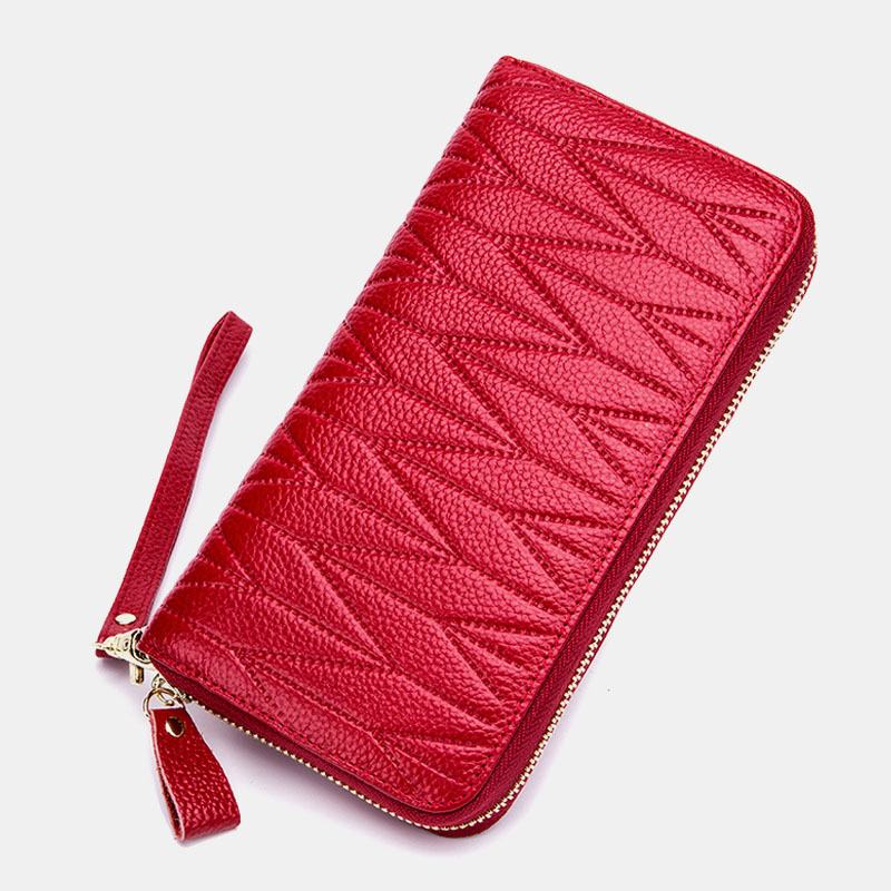 Kobiety Z Prawdziwej Skóry Organ Design Multi-card Slot Clutch Purse Long Wallet