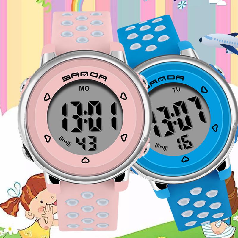 Kolorowy Zegarek Moda Luminous Display Odporny Na Wstrząsy 12/24-godzinny Cyfrowy Zegarek Dla Dzieci