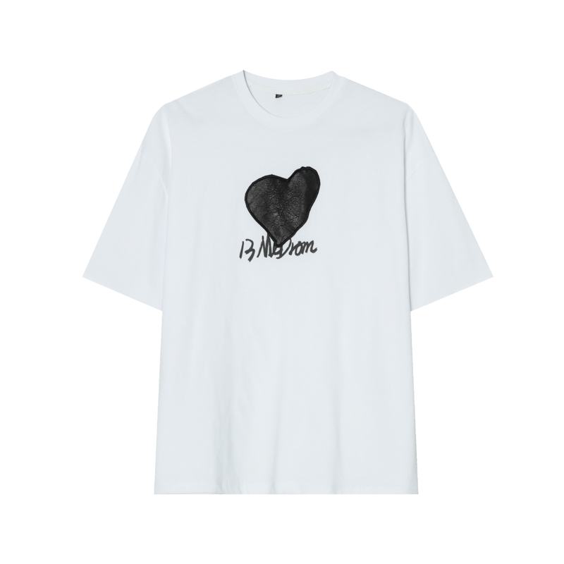 Koreański Design Sense All-match Koszula Z Krótkim Rękawem Męska Koszulka Z Nadrukiem Listu Miłosnego Para Tide