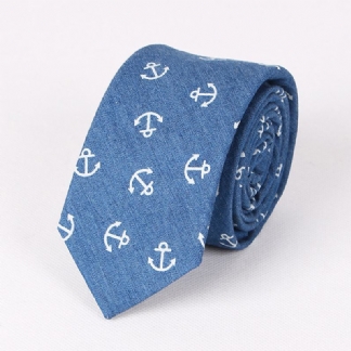 Krawaty Męskie Wypoczynek Na Świeżym Powietrzu Umyte Denimowe Głowy CZaszki Drukowanie Statków Krawat Dla Mężczyzn