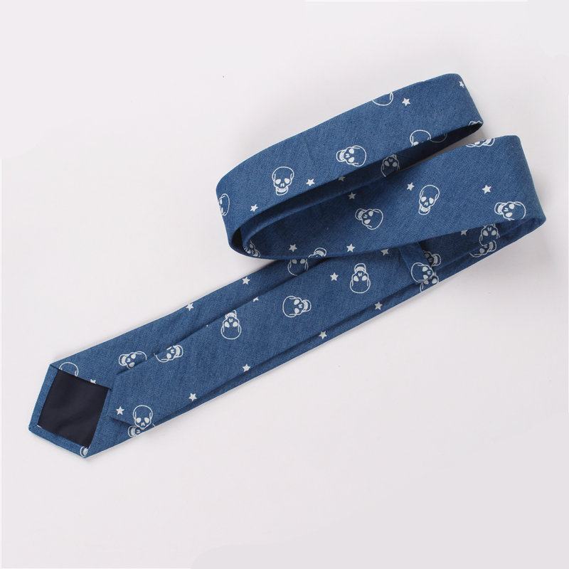 Krawaty Męskie Wypoczynek Na Świeżym Powietrzu Umyte Denimowe Głowy CZaszki Drukowanie Statków Krawat Dla Mężczyzn