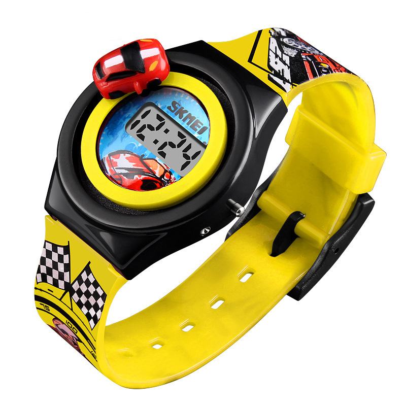 Kreatywny Zegarek Dla Dzieci Z Kreskówki Z Obracającą Się Dekoracją Samochodu Sportowe Zegarki Cyfrowe Dla Dzieci