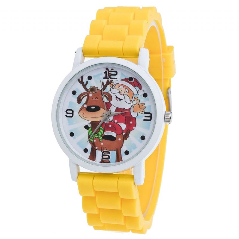 Kreskówka Święty Mikołaj I Wzór Renifera Pasek Silikonowy Zegarek Śliczny Zegarek Dziecięcy Moda Dziecięcy Zegarek Kwarcowy