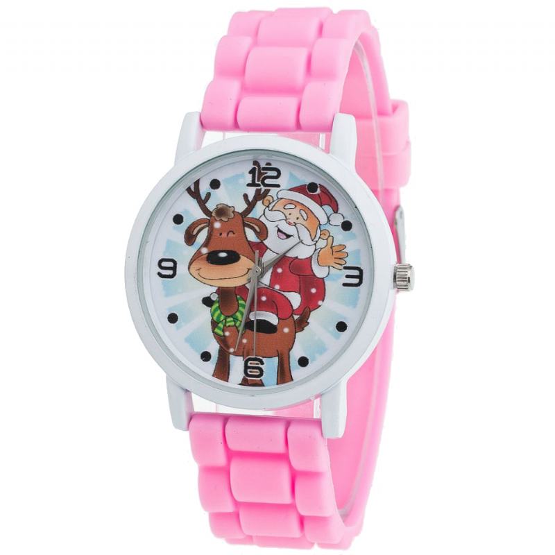 Kreskówka Święty Mikołaj I Wzór Renifera Pasek Silikonowy Zegarek Śliczny Zegarek Dziecięcy Moda Dziecięcy Zegarek Kwarcowy