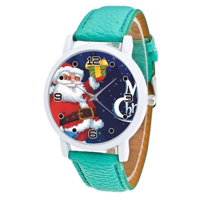 Kreskówka Święty Mikołaj Z Gwiaździstym Niebem Wzór Skórzany Pasek Pu Zegarek Dziecięcy Moda Dziecięcy Zegarek Kwarcowy