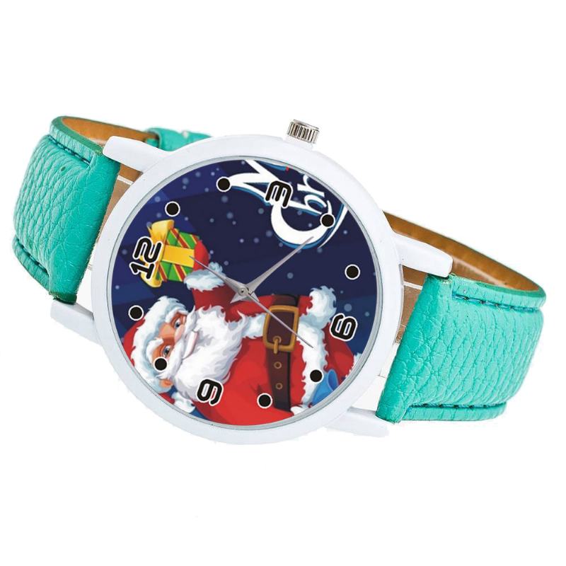 Kreskówka Święty Mikołaj Z Gwiaździstym Niebem Wzór Skórzany Pasek Pu Zegarek Dziecięcy Moda Dziecięcy Zegarek Kwarcowy