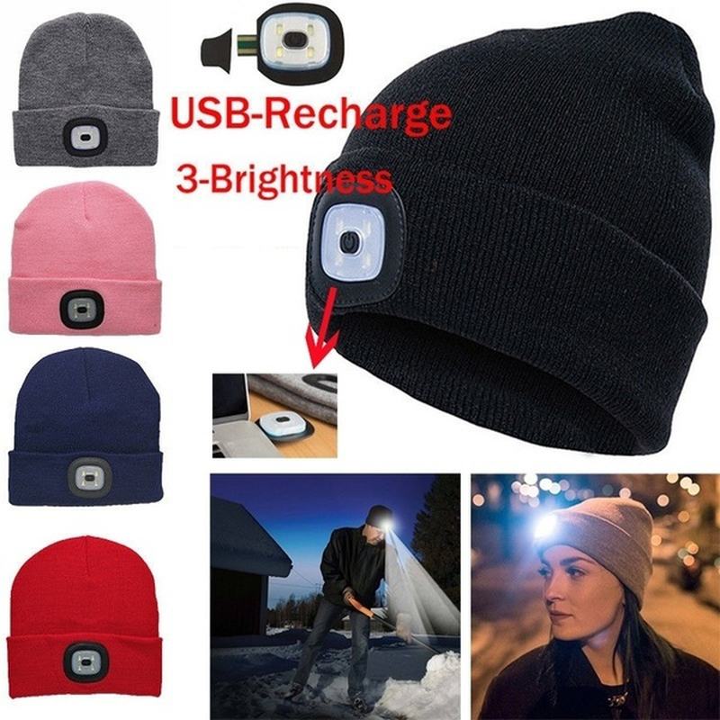 Led Light Beanie Hat CZapka Z Dzianiny Jogging Night Walking