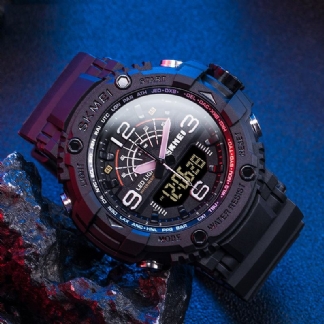 Led Light Sport Męskie Cyfrowy Zegarek 5atm Wodoodporny Stoper Camouflage Dual Display Watch