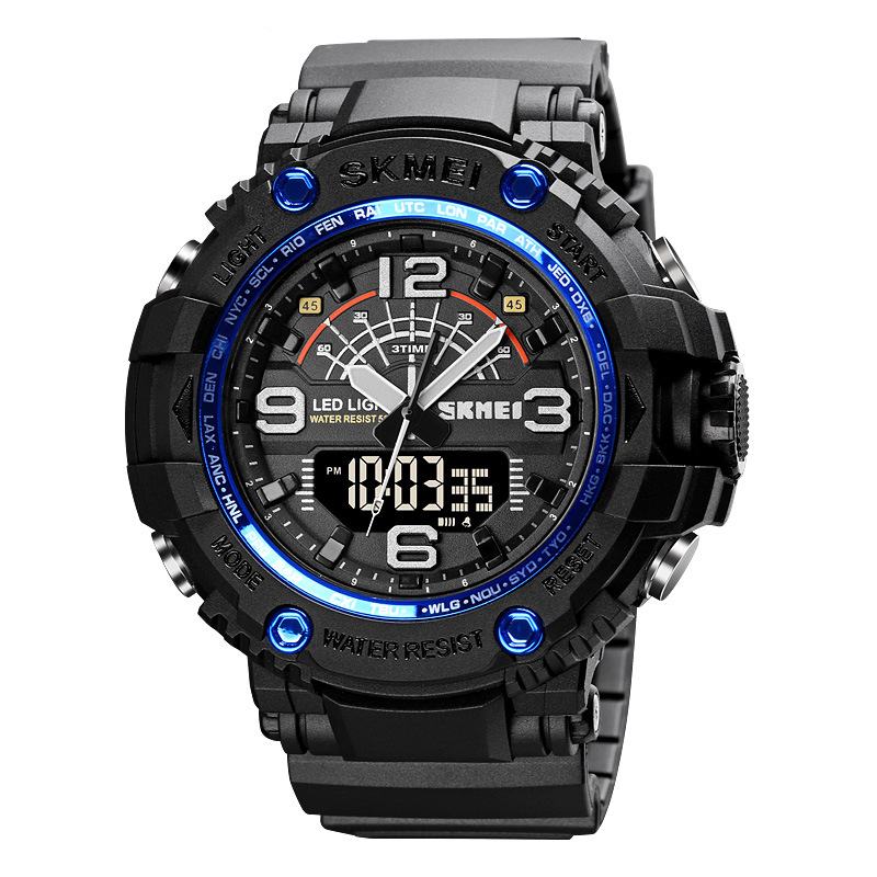 Led Light Sport Męskie Cyfrowy Zegarek 5atm Wodoodporny Stoper Camouflage Dual Display Watch