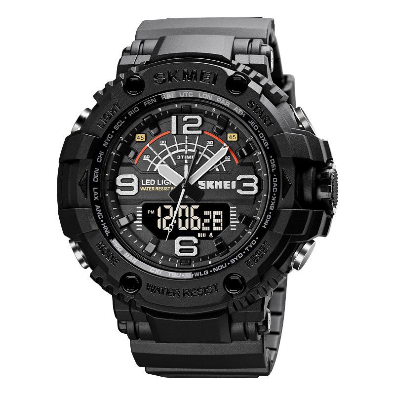 Led Light Sport Męskie Cyfrowy Zegarek 5atm Wodoodporny Stoper Camouflage Dual Display Watch