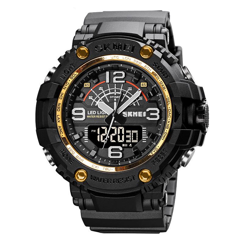 Led Light Sport Męskie Cyfrowy Zegarek 5atm Wodoodporny Stoper Camouflage Dual Display Watch