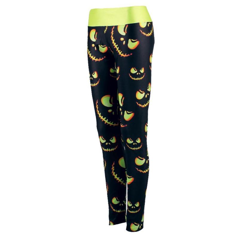 Legginsy Damskie Harvest Legginsy Sportowe Oświetlenie Lampion Z Dyni Drukowane Spodnie Mujer Legg