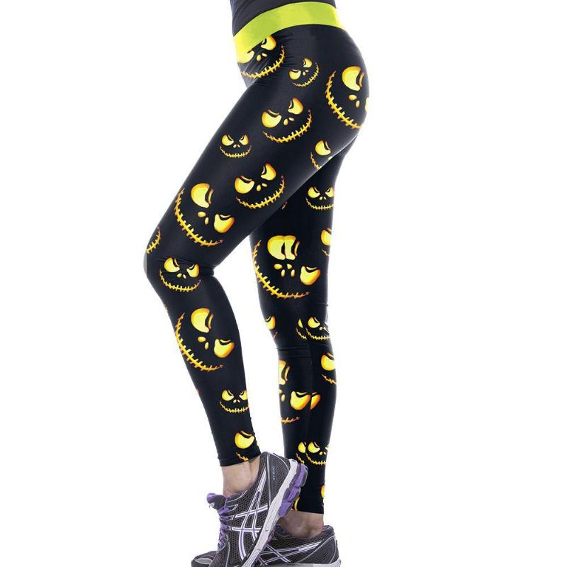 Legginsy Damskie Harvest Legginsy Sportowe Oświetlenie Lampion Z Dyni Drukowane Spodnie Mujer Legg