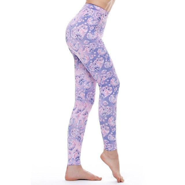 Legginsy Damskie Legg Legginsy Fitness Seksowne Spodnie Wysokiej Talii Push Up Błyszczące 3d Drukowane Rainbow Star Kot Pączki