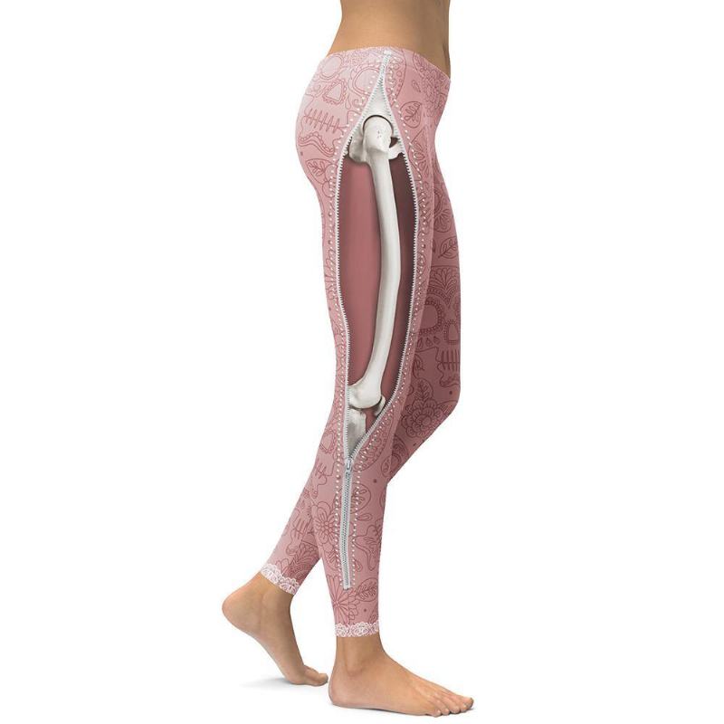 Legginsy W Nowym Stylu Kobiety Fajne Nogi Mięśni Legging Zipper Druk 3d Legg Spodnie Wysoka Talia Elastyczność Legins