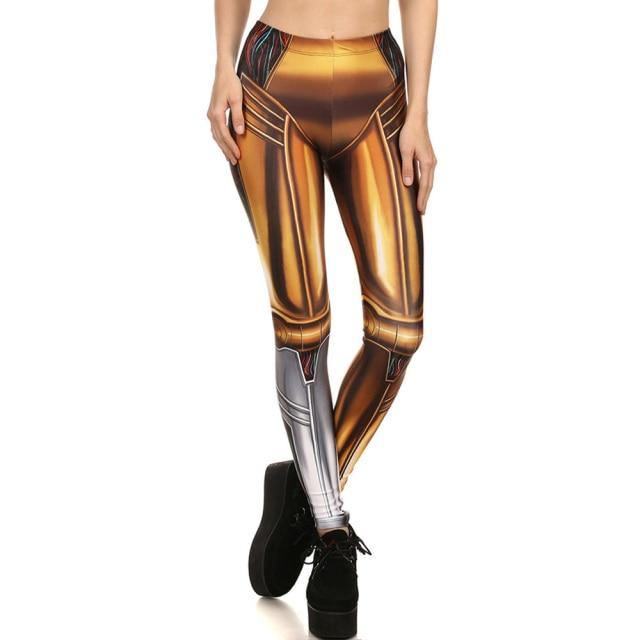 Legginsy Z Nadrukiem Cyfrowym Gold Robot