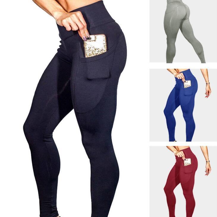 Legginsy Z Wysokim Stanem Push Up Legginsy Fitness Kobiece Elastyczne Seksowne Spodnie Do Kulturystyki Treningowe Damskie Legginsy Z Kieszenią Na Telefon