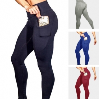 Legginsy Z Wysokim Stanem Push Up Legginsy Fitness Kobiece Elastyczne Seksowne Spodnie Do Kulturystyki Treningowe Damskie Legginsy Z Kieszenią Na Telefon