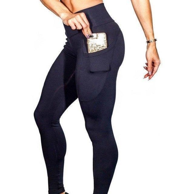 Legginsy Z Wysokim Stanem Push Up Legginsy Fitness Kobiece Elastyczne Seksowne Spodnie Do Kulturystyki Treningowe Damskie Legginsy Z Kieszenią Na Telefon