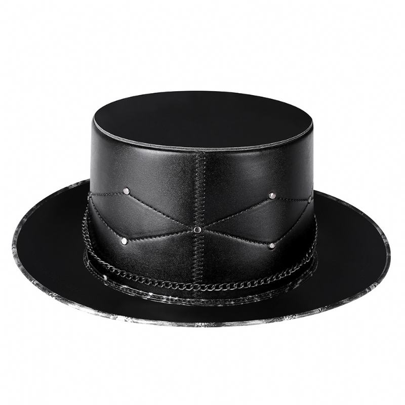 Lekarz Pu Leather Magic Skull CZarny Top Hat Kobiece Rekwizyty Fotograficzne