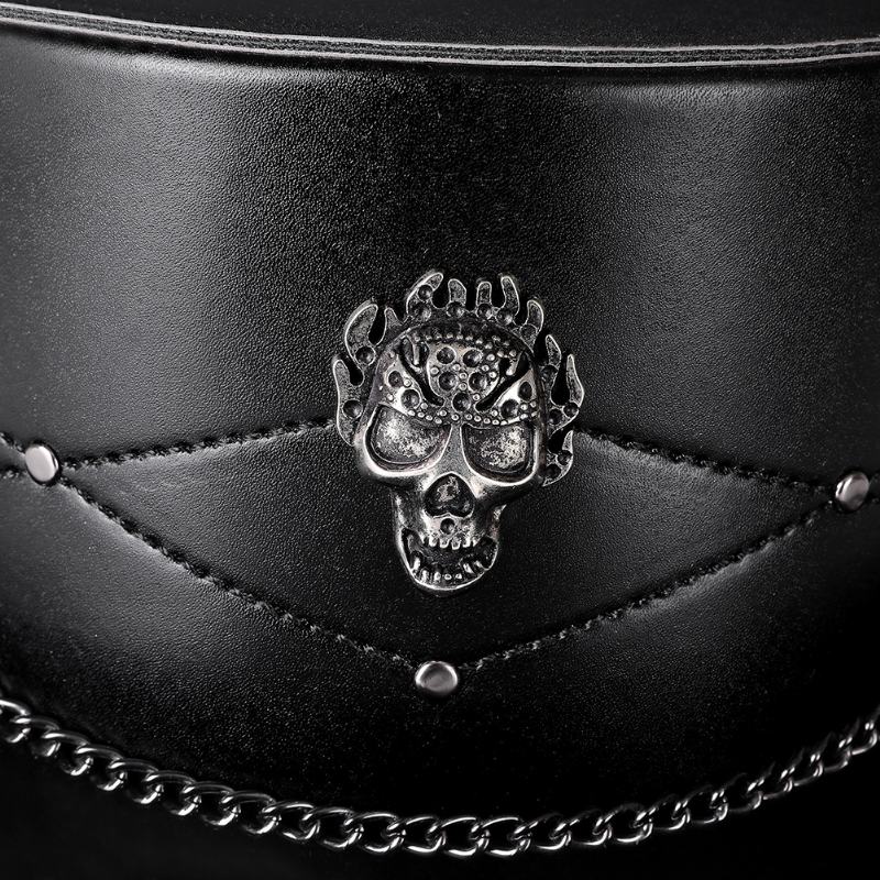 Lekarz Pu Leather Magic Skull CZarny Top Hat Kobiece Rekwizyty Fotograficzne