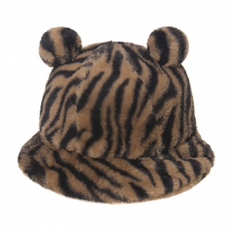 Leopard Drukowanie Bear Ear Ball Pluszowa CZapka Rybaka