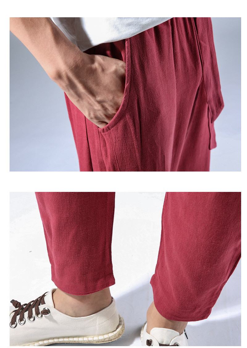 Lniane Spodnie W Stylu Chińskim Casual Loose Large Size Harem Pants