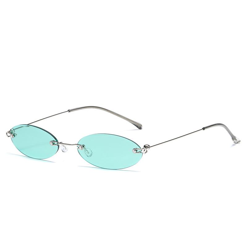 Longkeeper Owalne Okulary Przeciwsłoneczne Bez Oprawek Damskie Marki Tiny Retro Fioletowe CZarne Okulary Przeciwsłoneczne Męskie Małe Okulary Óculos Feminino