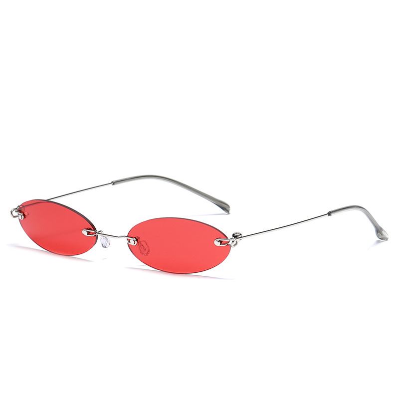 Longkeeper Owalne Okulary Przeciwsłoneczne Bez Oprawek Damskie Marki Tiny Retro Fioletowe CZarne Okulary Przeciwsłoneczne Męskie Małe Okulary Óculos Feminino