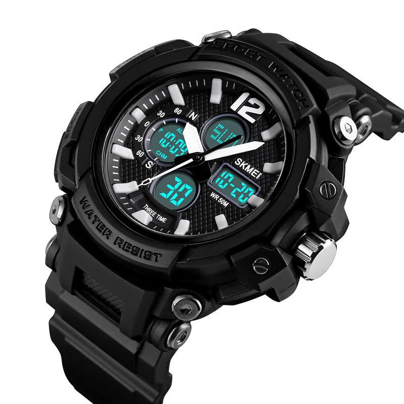 Luminous 5atm 3 Time Wielofunkcyjny Zegarek Na Zewnątrz Dla Mężczyzn Z Podwójnym Wyświetlaczem Cyfrowy Zegarek