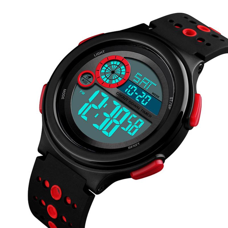 Luminous Display 50m Wodoodporny Zegarek Cyfrowy Mężczyźni Moda Stoper Odliczanie Zegarek Sportowy