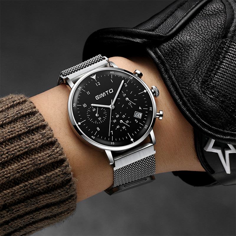 Luminous Display Business Style Watch Dla Mężczyzn Sportowy Zegarek Kwarcowy Ze Stali Nierdzewnej