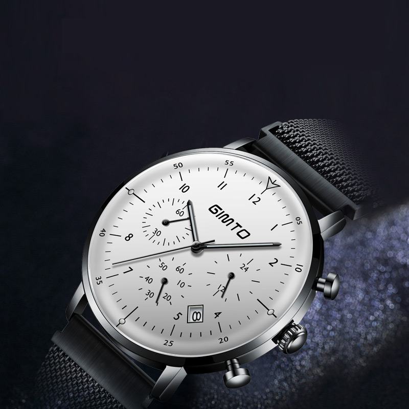Luminous Display Business Style Watch Dla Mężczyzn Sportowy Zegarek Kwarcowy Ze Stali Nierdzewnej