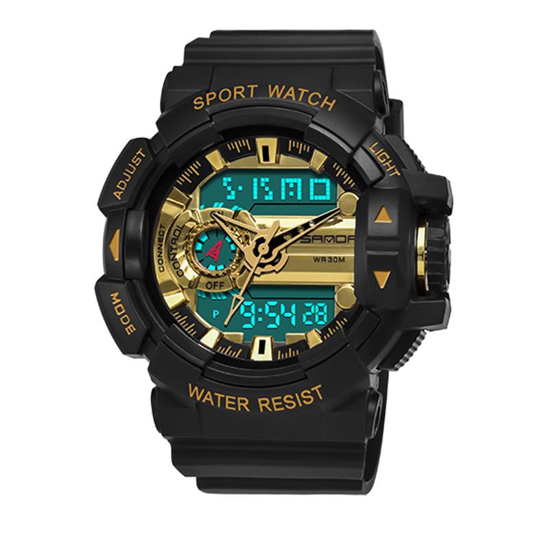 Luminous Display Candar Stoper Męskie Moda Sport Watch Dual Display Digital Watch