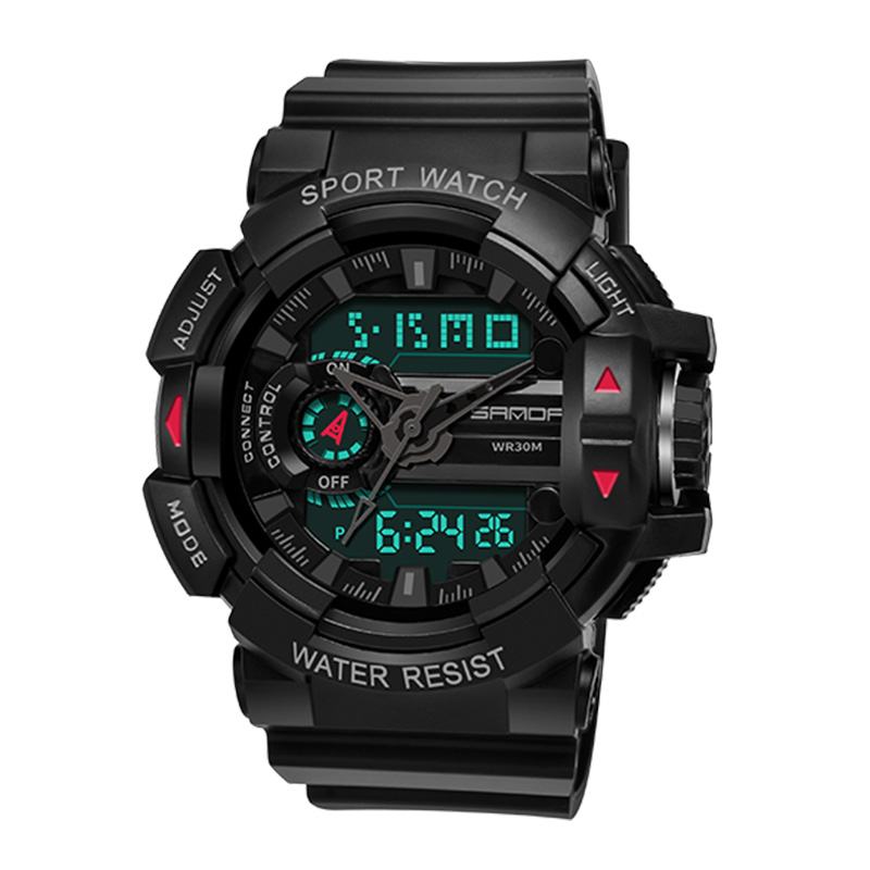 Luminous Display Candar Stoper Męskie Moda Sport Watch Dual Display Digital Watch