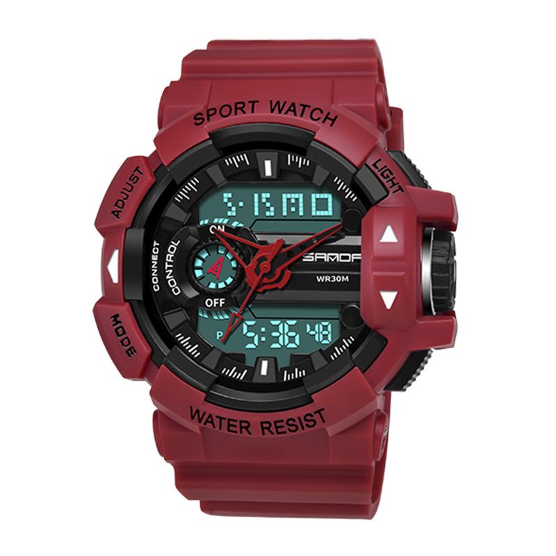 Luminous Display Candar Stoper Męskie Moda Sport Watch Dual Display Digital Watch