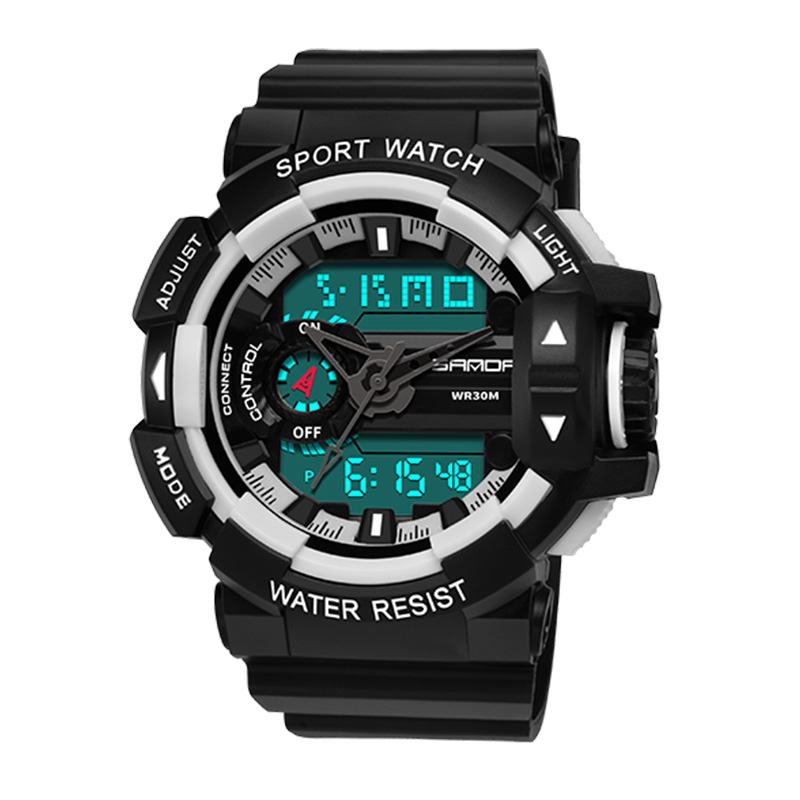 Luminous Display Candar Stoper Męskie Moda Sport Watch Dual Display Digital Watch