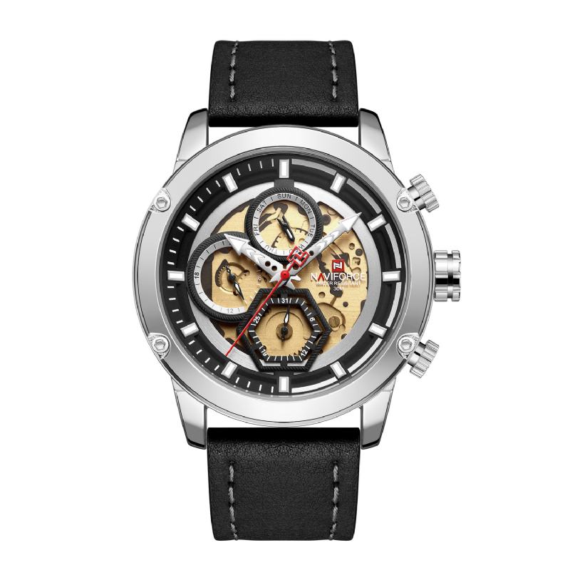 Luminous Hand Męskie Wrist Watch W Stylu Biznesowym Kalendarz Zegarek Kwarcowy