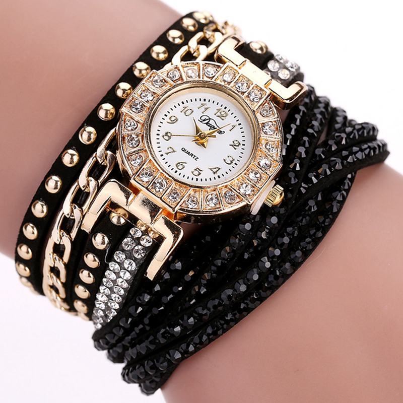 Luxury Nation Style Crystal Gold Bransoletka Watch Ladies Vintage Quartz Wirstwatches