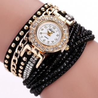 Luxury Nation Style Crystal Gold Bransoletka Watch Ladies Vintage Quartz Wirstwatches