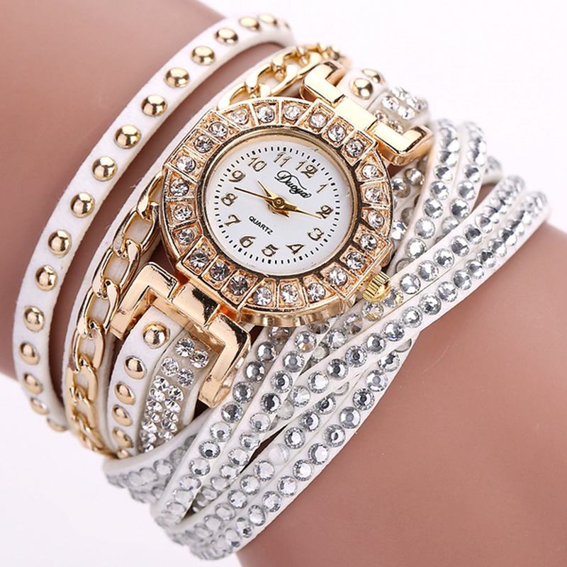 Luxury Nation Style Crystal Gold Bransoletka Watch Ladies Vintage Quartz Wirstwatches