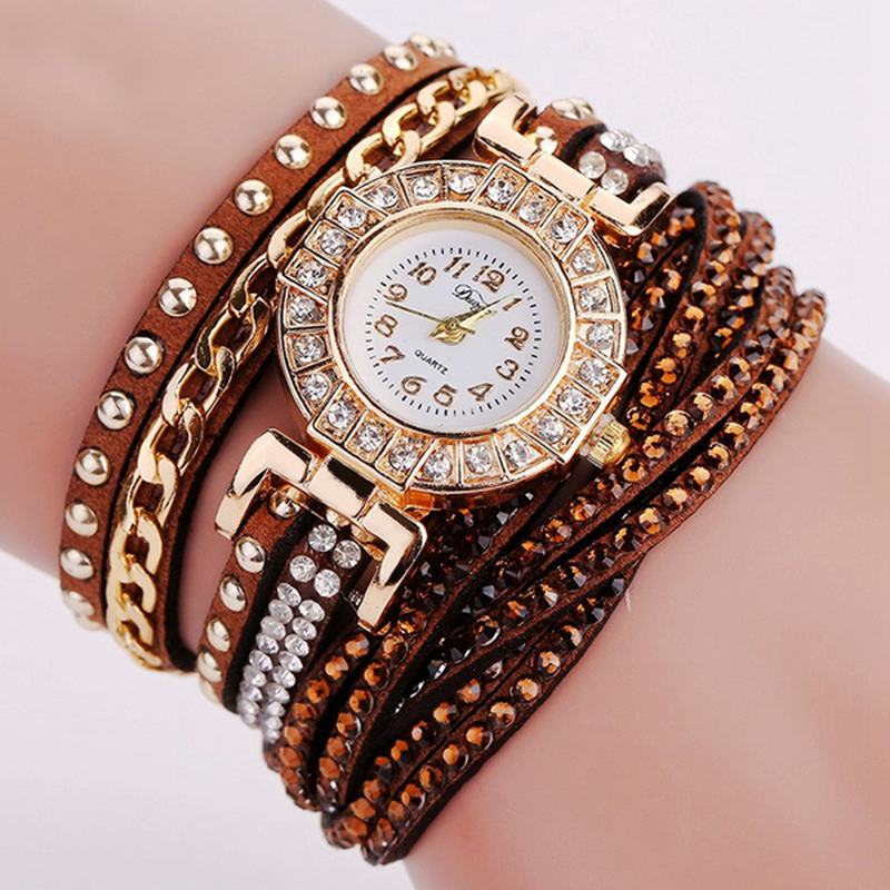 Luxury Nation Style Crystal Gold Bransoletka Watch Ladies Vintage Quartz Wirstwatches