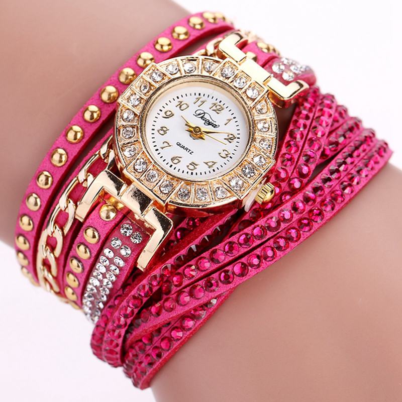 Luxury Nation Style Crystal Gold Bransoletka Watch Ladies Vintage Quartz Wirstwatches