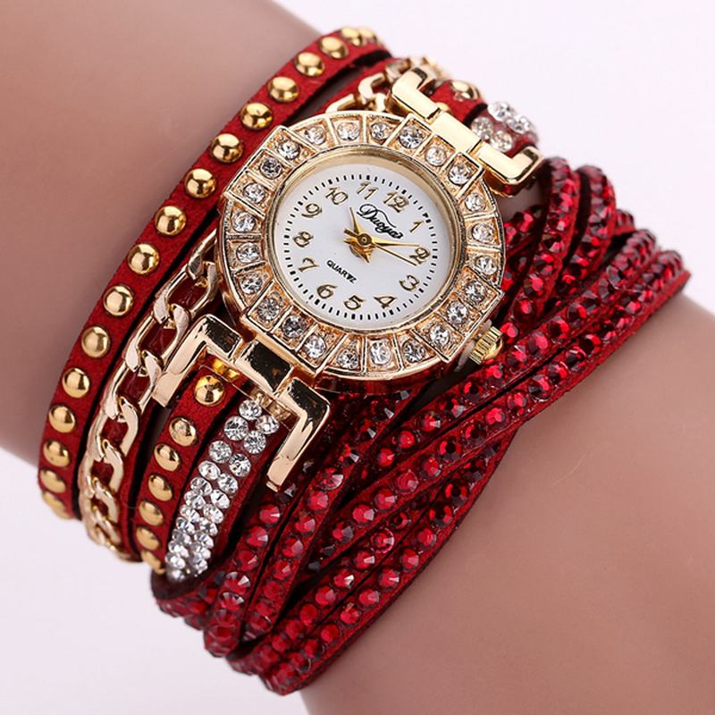 Luxury Nation Style Crystal Gold Bransoletka Watch Ladies Vintage Quartz Wirstwatches