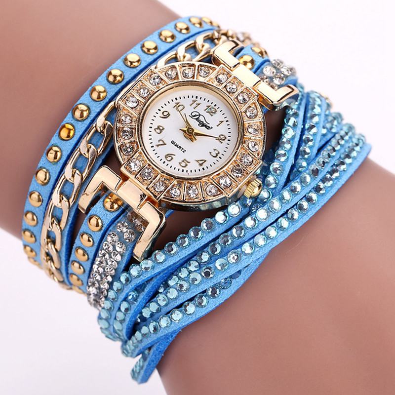 Luxury Nation Style Crystal Gold Bransoletka Watch Ladies Vintage Quartz Wirstwatches