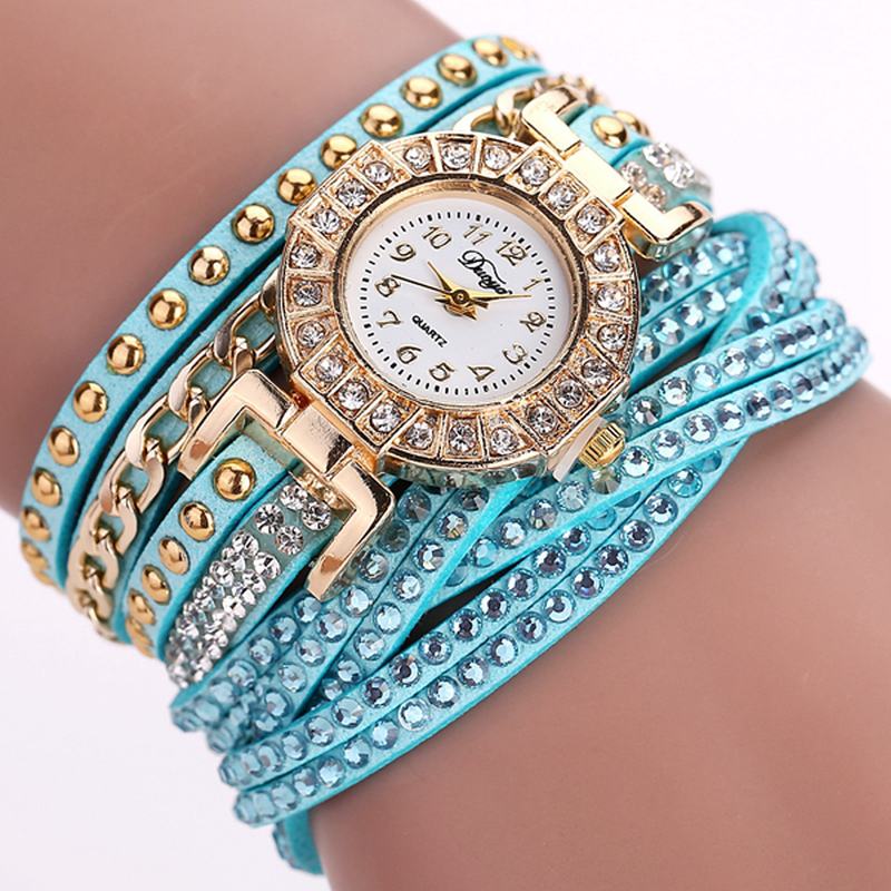 Luxury Nation Style Crystal Gold Bransoletka Watch Ladies Vintage Quartz Wirstwatches