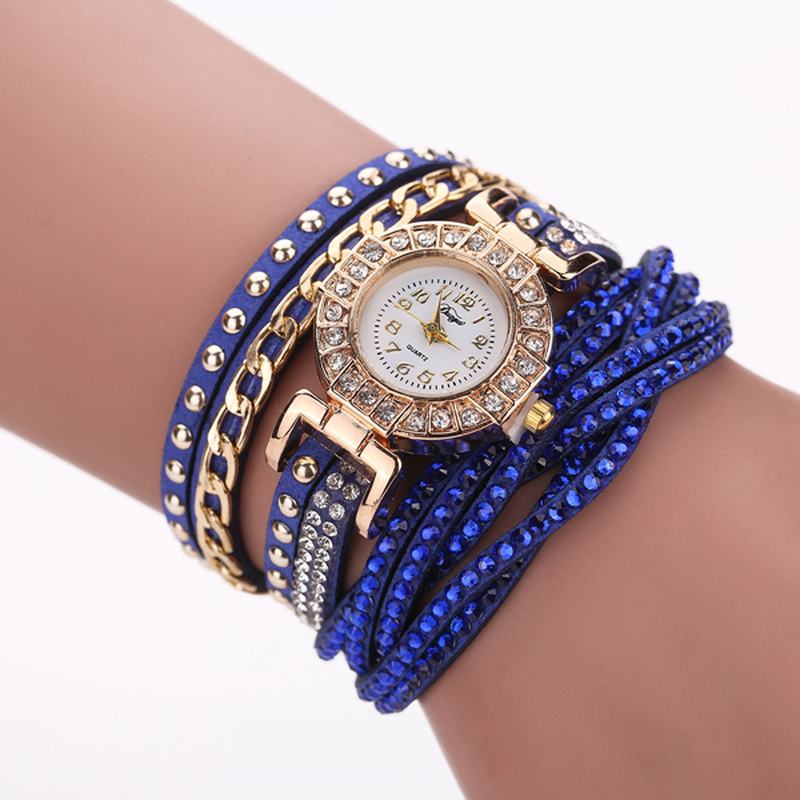 Luxury Nation Style Crystal Gold Bransoletka Watch Ladies Vintage Quartz Wirstwatches