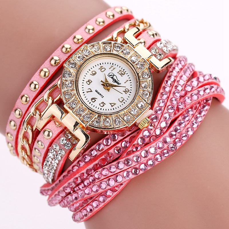 Luxury Nation Style Crystal Gold Bransoletka Watch Ladies Vintage Quartz Wirstwatches